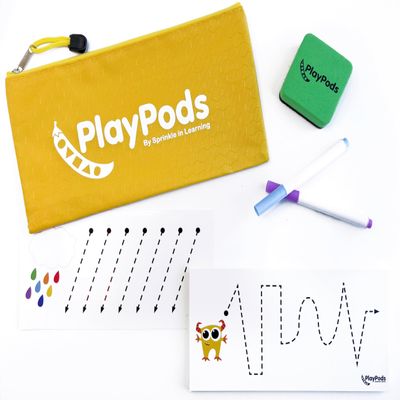 PlayPods Write and Wipe - Busy Bag - Travel Toy - Pre-Writing Dry Erase Activity