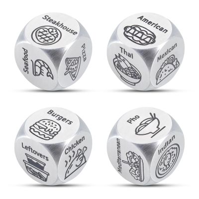 4 PCS Food Decision Dice for Couple Valentine Gifts for Him Her Boyfriend Girlfriend 11th Steel Anniversary Sweetest Day Christmas Stocking Stuffers Santa Swap Gift Exchange Dice White Elephant