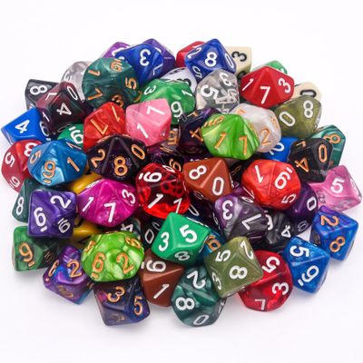 AUSTOR 70 Pieces 10 Sided Dice Mixed Color Polyhedral Dice Set 10 Sides Dices Assortment with a Black Velvet Storage Bag for DND RPG MTG Table Games