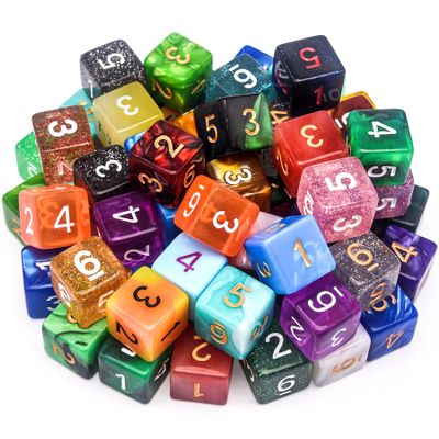 AUSTOR 70 Pieces 6 Sided Dice Mixed Color Polyhedral Dice Set 6 Sides Dices Assortment with a Black Velvet Storage Bag for DND RPG MTG Table Games