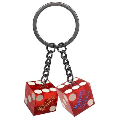 Novelty Casino Dice Keychain Key Ring Featuring Genuine Lake Tahoe Reno Las Vegas Nevada Casino Craps 19mm Dice (Red)