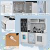 MAT EXPERT Kids Kitchen Playset, Wooden Chef Pretend Toy Kitchen w/Chalkboard, Ice Maker, Cookware Accessories, Telephone, Oven, Microwave, Play Kitchen for Toddlers, Gift for Boys Girls 3+ (White) view 3