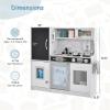 MAT EXPERT Kids Kitchen Playset, Wooden Chef Pretend Toy Kitchen w/Chalkboard, Ice Maker, Cookware Accessories, Telephone, Oven, Microwave, Play Kitchen for Toddlers, Gift for Boys Girls 3+ (White) view 4