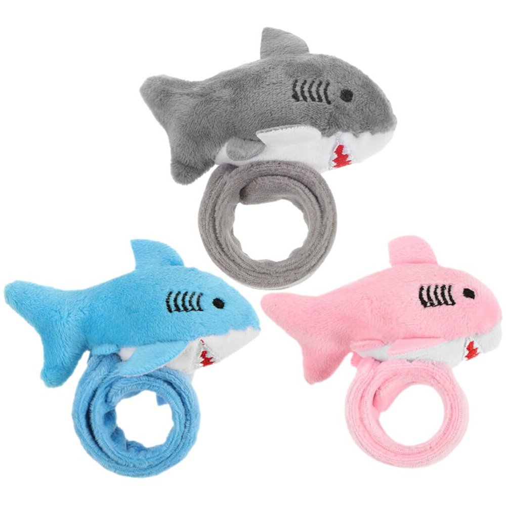 Abaodam Shark Slap Bracelet Plush Snap Wristband Kids Party Favor Soft Stuffed Animal Costume Accessory 9 Inch