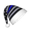 Augenstern Christmas Hat Thin-Blue-Line-Flag-American Xmas Hat Unisex Santa Hat view 2