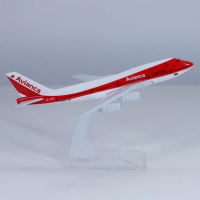 yuanpulalala 1/400 Boeing B747 16cm Orange Avianca Metal Aircraft Model Collection Display Gift
