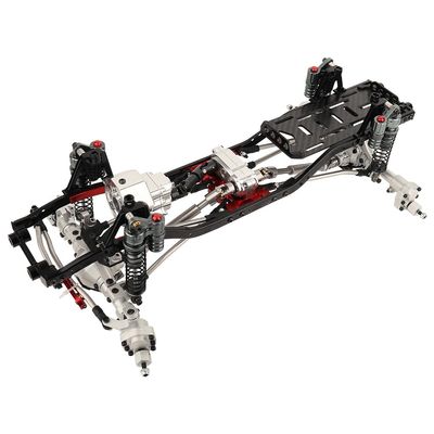 RZXYLRC All Metal Chassis Frame with Prefixal Transmission for Axial 1/10 SCX10 & SCX10 II Upgrade Crawler Car Refit Kit Parts with Portal Axles (Silver)