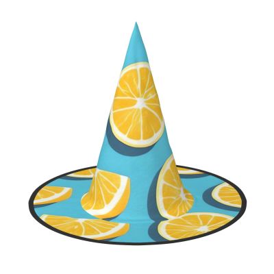 RLDOBOFE Witch Hat Lemon wedges Printed Wizard Hat Unisex Halloween Hat For Cosplay Party Decorations