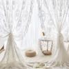White Tulle Window Treatments, Rod Pocket French Romantic Style Retro Floral Embroidered Window Curtain with Pleated Ruffle, for Living Room Bedroom Balcony, 1 Panel (Size : W300xH260CM(W118xH102in) view 2