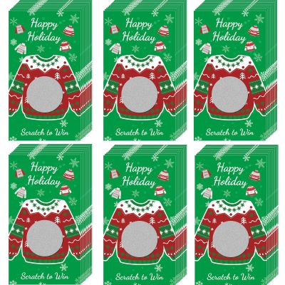 60 Pieces Christmas Scratch Off Cards Stickers Christmas Party Games Christmas Blank Gift Certificate for Festive Raffle Tickets 3.5 x 2.1 inch Christmas Ugly Sweaters Party Favors Games Supplies