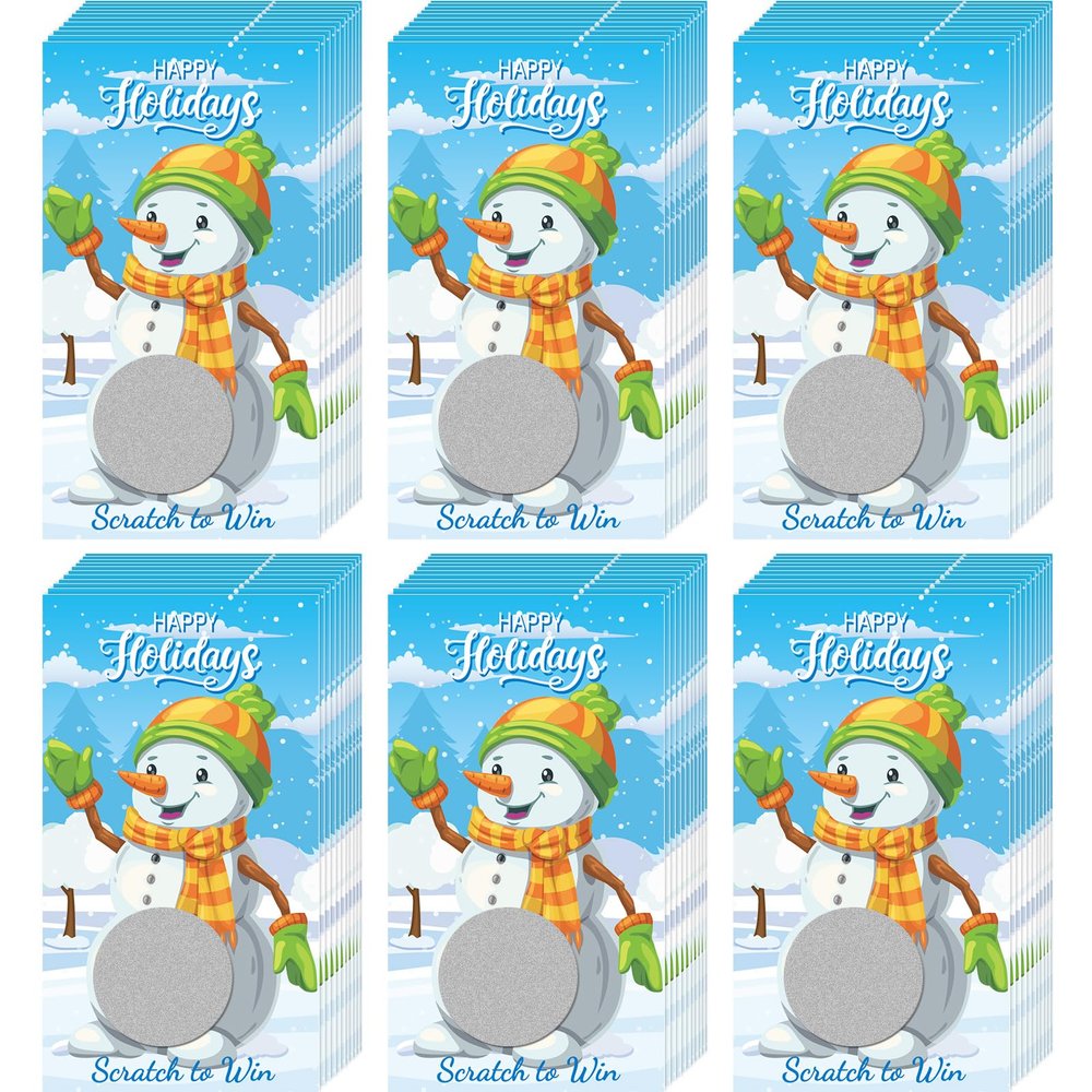 60 Pieces Christmas Scratch Off Cards Stickers Christmas Party Games Christmas Holiday Blank Gift Certificate for Festive Raffle Tickets 3.5 x 2.1 inch Christmas Snowman Party Favors Games Supplies