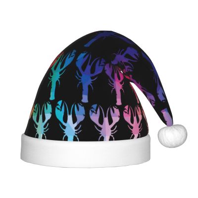 Augenstern Christmas Hat Tie-Dye-Crawfish-Rainbow Xmas Hat Unisex Santa Hat