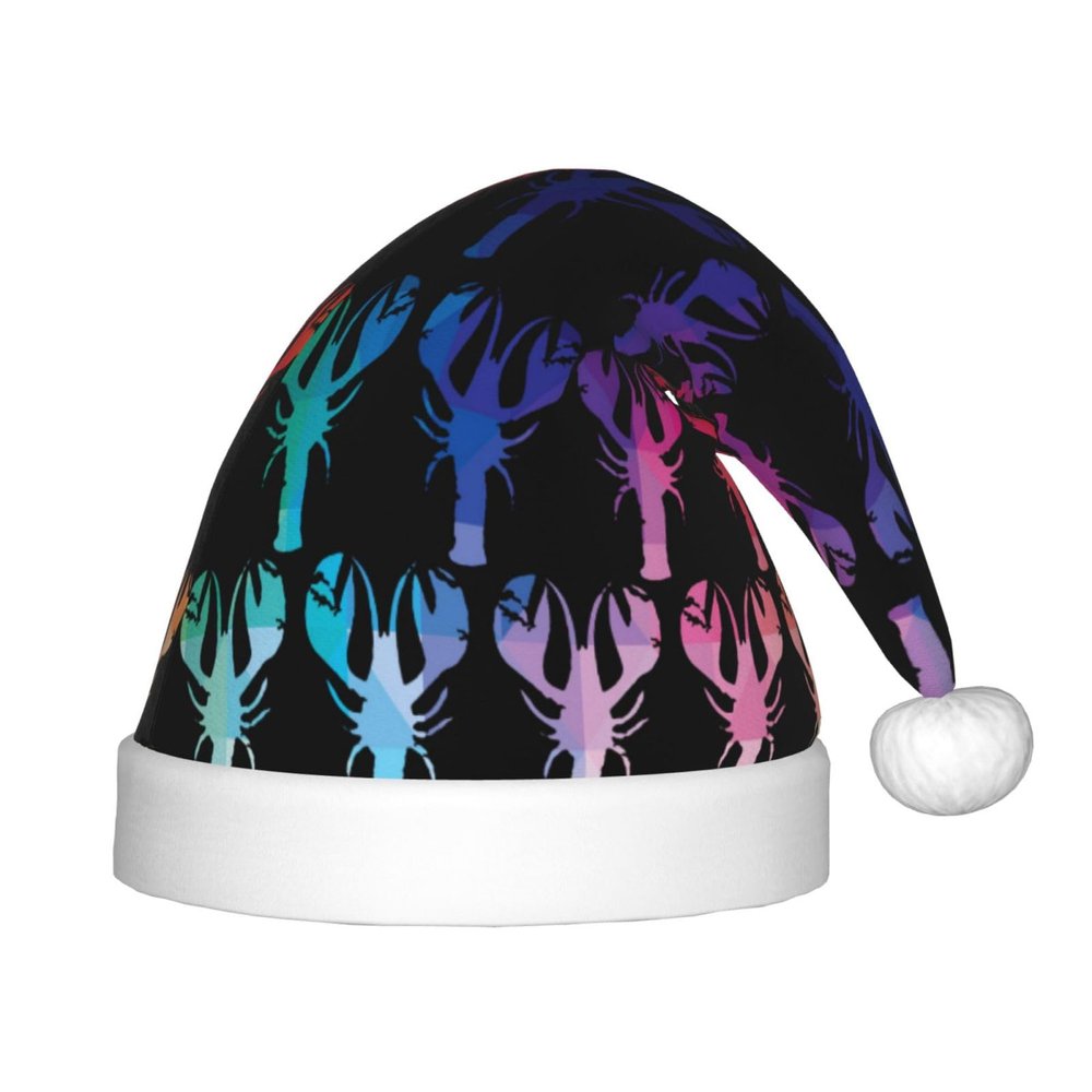 Augenstern Christmas Hat Tie-Dye-Crawfish-Rainbow Xmas Hat Unisex Santa Hat