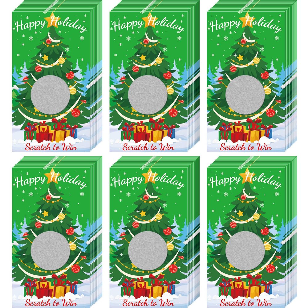 60 Pieces Christmas Scratch Off Cards Stickers Christmas Party Games Christmas Blank Gift Certificate for Festive Raffle Tickets 3.5 x 2.1 inch Christmas Christmas Tree Party Favors Games Supplies