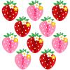 10 Pcs Strawberry Birthday Party Decorations Strawberry Honeycomb Balls Berry Fruit Theme Table Centerpieces Hanging Paper Decorations Tissue First Party Supplies for Baby Shower view 1