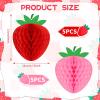 10 Pcs Strawberry Birthday Party Decorations Strawberry Honeycomb Balls Berry Fruit Theme Table Centerpieces Hanging Paper Decorations Tissue First Party Supplies for Baby Shower view 2