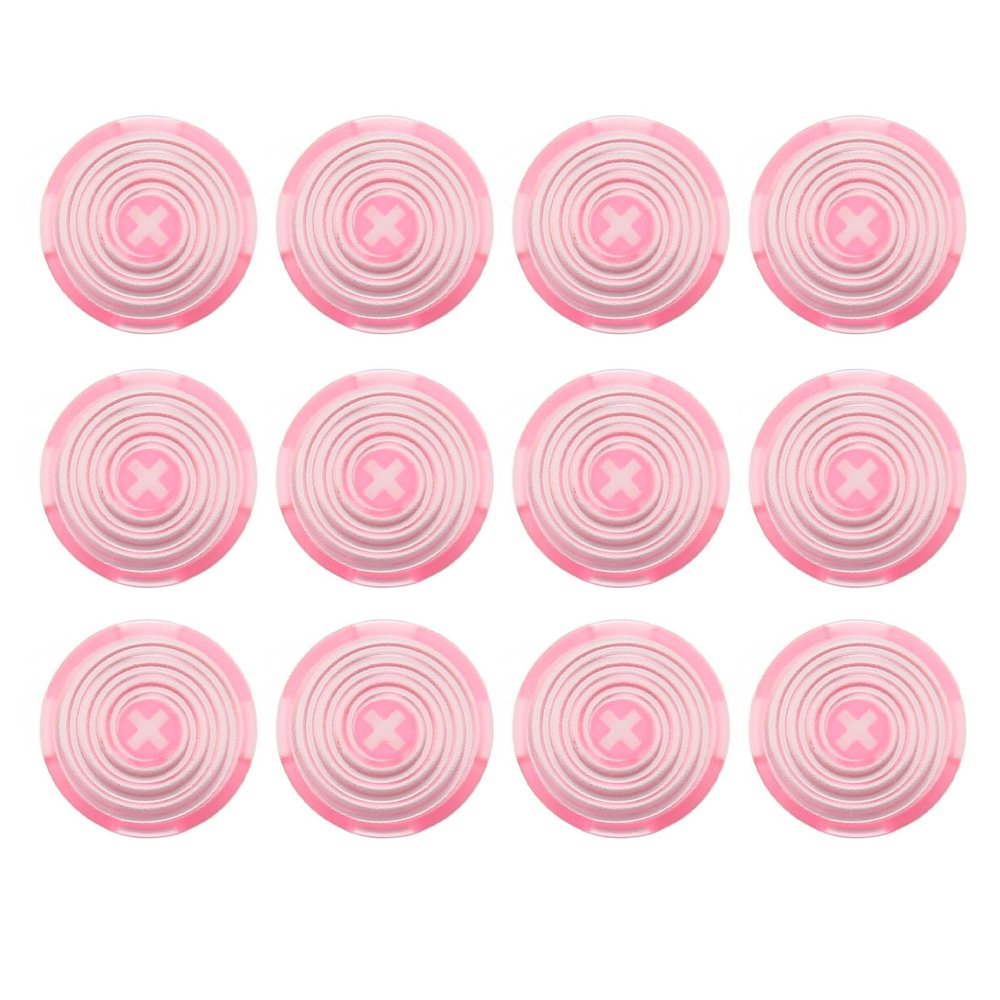12pcs Caps Fits 24mm for Mechanical Push Buttons, Clear Keycaps Press Covers, Compatible for Cherry, for TTC, for Cross Switches (Pink)