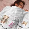 Soft Plush Bear Minky Baby Blanket for Girls Double Layer Dotted Backing Bed Throws for Baby Nursery Toddler Crib Receiving Blankets Girl Newborn Personalized Name Blanket view 1
