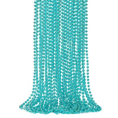 12PCS Mardi Gras Beads, Metallic Blue Bead Necklace Accessory Sets, 33" Mardi Gras Necklace Costumes Bulk, Festival Parade Throw Accessories for Wedding Birthday Gender Reveal Party Supplies Decor