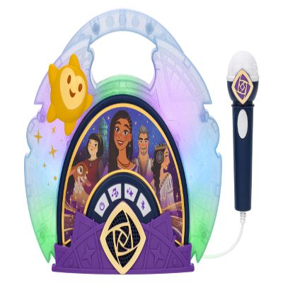 eKids Disney Wish Karaoke Microphone with Bluetooth Speaker for Fans of Disney Toys, Kids Karaoke Machine with Built in Music