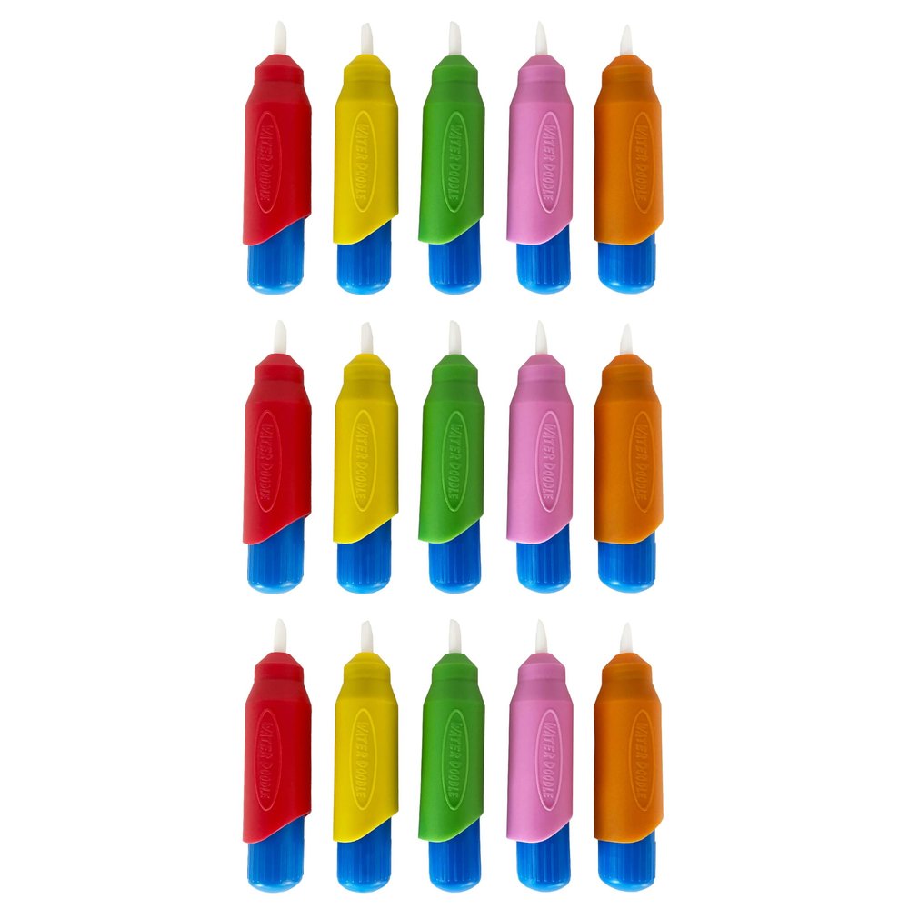 15 Multi-Color Aqua Brushes, Paint with Water Brush set, Replacement Water Doodle Wow Pens by Kanga Toys for Drawing Books or Magic Mats, for Kids Ages 3+