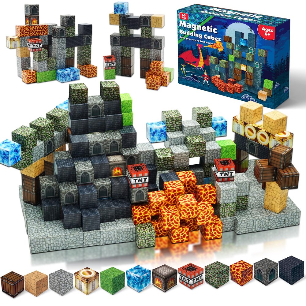 Annexfun Magnetic Blocks - Build Magnetic Dark Castle Set - Magnetics Toys for Montessori Toddler Christmas Birthday Gifts - STEM Sensory Toys for 3 4 5 6 7 8 9 10 Year Old Boys & Girls