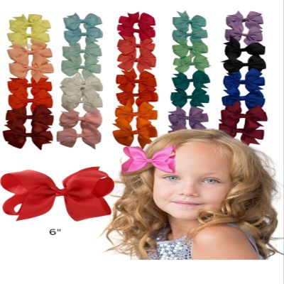 20pcs 6-inch Hair Bows Ribbon Alligator Clips Hair Accessories for Little Girl Toddler Infant Kids Teens Children (6-INCH Multicolor)