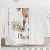 Custom Blanket with Name Personalized Baby Blankets for Girls Soft Plush Horse Minky Baby Blanket Dotted Backing Nursery Toddler Pony Blanket Receiving Blankets Girl Newborn view 3