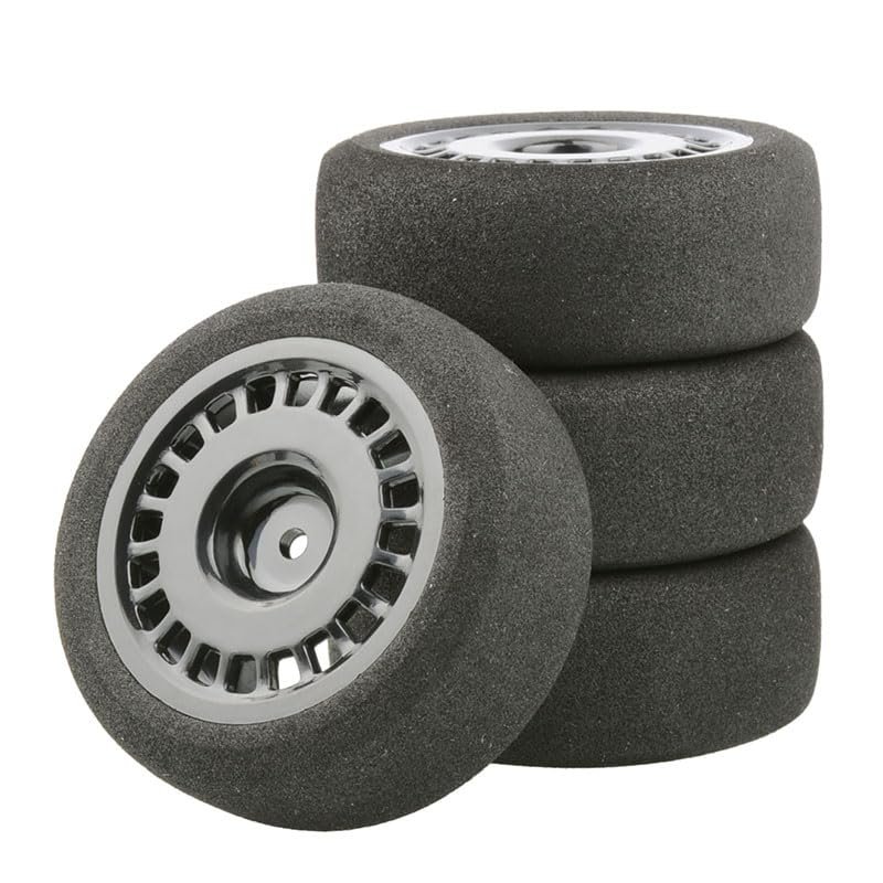 DAYUDDRICAR RC Tires and Wheels, Offset 3mm 1/10 Scale RC On Road Touring Car 12mm Hex Wheels Rim and 68mm/2.68" EVA Sponge Tires for 1/10 RC On Road Car Accessories (Color : 1 Set Black)