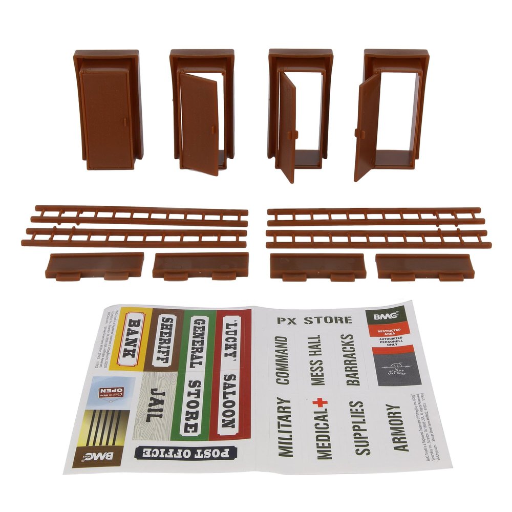 BMC WW2 Bunker Doors - Brown Plastic Army Men Blockhouse Building Accessories