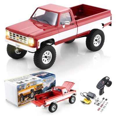 BEEZRC FMS 1/18 RC Crawler FCX18 Chevy K10 RC Truck RTR RC Car Official Licensed Model 8km/h 4WD 900mAh Hobby RC Cars Remote Control Car with LED Lights Vehicle 4-Ch 2.4GHz Transmitter (Red)