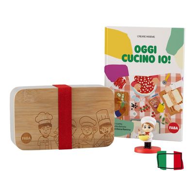 FABA Create Together: Today I Cook! - Kit Includes Recipe Book with 12 Recipes, Sound Character with 12 Stories to Listen to and Snack Holder - Educational Game for Children 3-5 Years Old