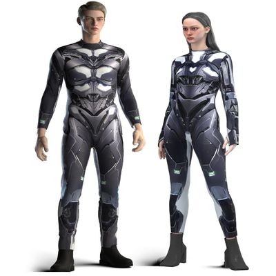 HAUTICO Cyberpunk Couple Costumes for Halloween, Armor Costumes for Couples, Pretend to Play Costume, Made to Order (XS, For Women)