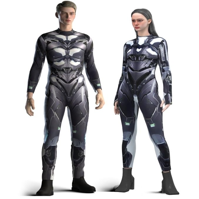 HAUTICO Cyberpunk Couple Costumes for Halloween, Armor Costumes for Couples, Pretend to Play Costume, Made to Order (XS, For Women)