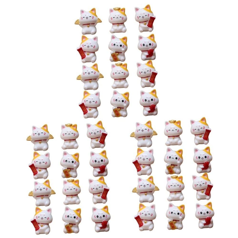 36 Pcs Miniature Lucky Cat Figurines - Adorable Fortune Mimi Micro Landscape Ornaments for Home Decoration Gift Ideas Animal Toys