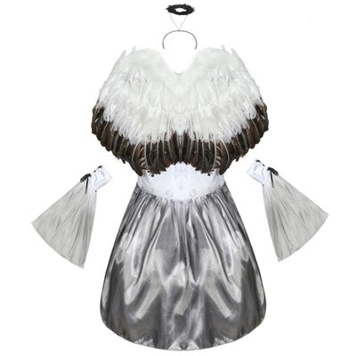 Amosfun 1set Halloween Cosplay Costume for Women Angel Outfit Headdress Wings and Dress for Masquerade Parties and Festivals