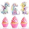 10 Pcs Pink Dragon Cupcake Toppers with Castles and Fantasy Egg for Birthday Party, Baby Shower, and Fairytale Theme Decorations  Cute Dragon Cupcake Picks for Cakes, Kids view 1