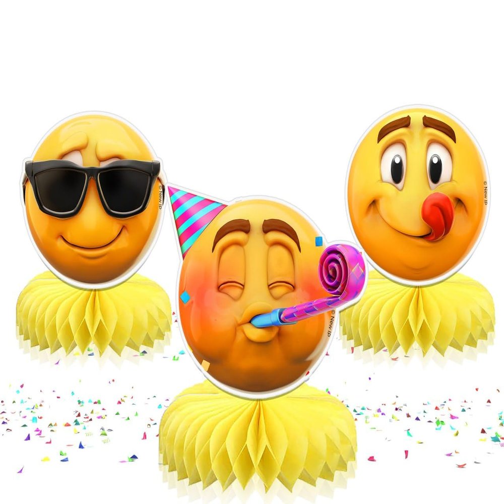 5 PCS NEWMOJI Faces Party Honeycomb Centerpieces - Add Playful Charm to Your Decor!