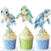 10 Pcs Sea Turtle Cupcake Toppers for Kids Birthday, Baby Shower, and Under the Sea Party  Ocean Animal Decorations for Cupcakes, Cakes, and Beach or Pool Party Supplies view 1