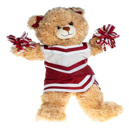 Cheer Uniform Outfit for Plush Animal Teddy Bear - Fits Most 6"-10" Plush Soft Toys Adorable & Cozy Maroon and White Cheerleader Costume Plushie Buddy Bear - Playful Gift for Kids