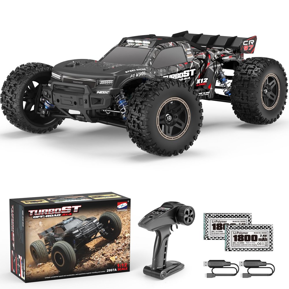 HAIBOXING 2997A Brushless RC Cars 1/12 Scale 4WD Remote Control Truck with Independent ESC, Fast RC Cars 45 MPH Max Speed RTR Off-Road RC Car for Adults, Boys, 3S Batteries Applicable (not Included)