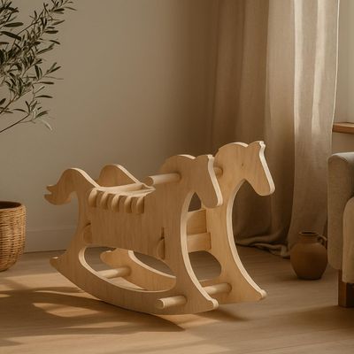 ENZZAMBLA | Infanzzia Children's Wooden Horse Sturdy and easy to assemble for children aged 1 to 5 Encourages creativity and imaginative play