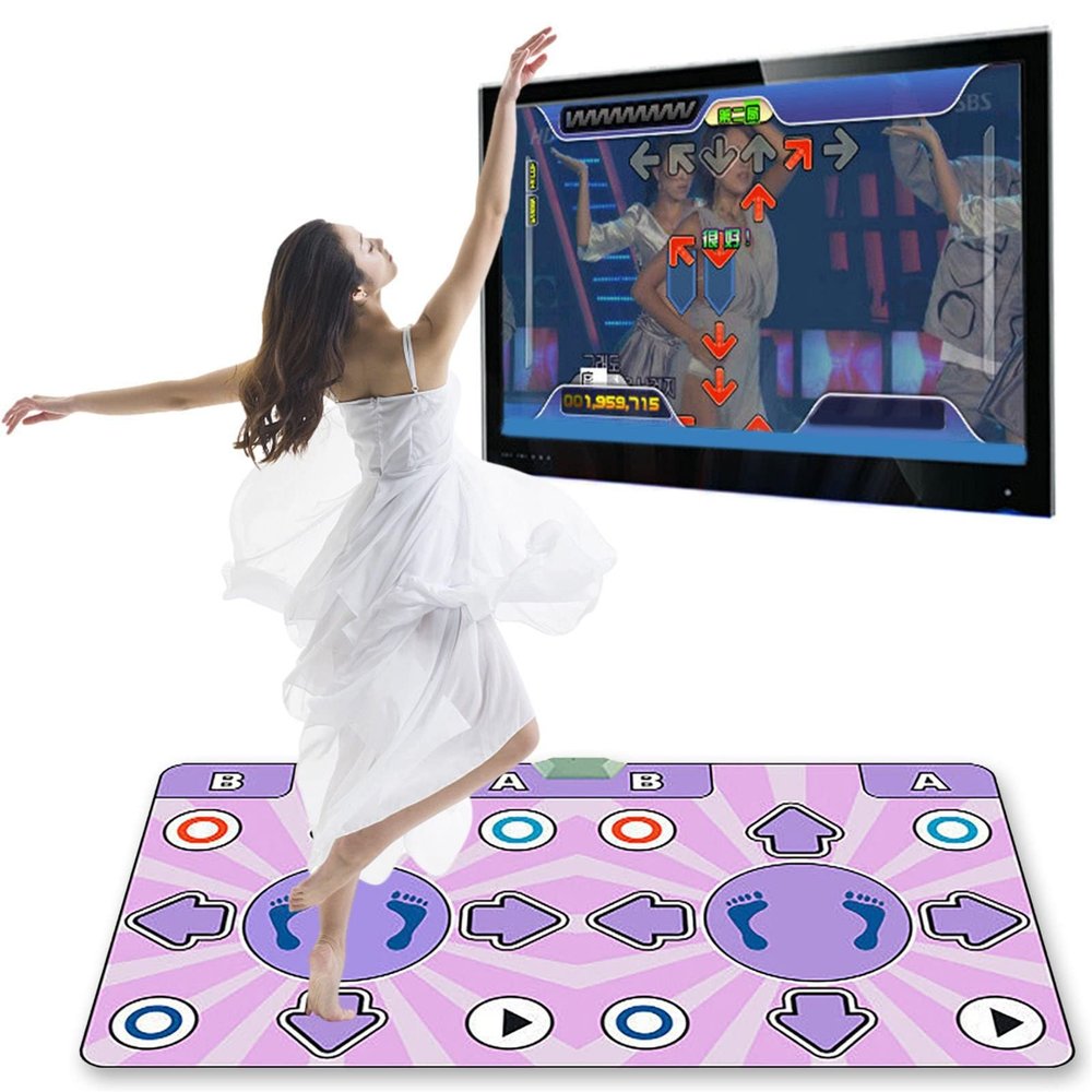 Bewinner Double Dance Mat 63 x 36.6inch, Musical Electronic Dance Pad with 2 Remote Controls, Comfortable Adult Kids Dance Games Floor Mat for TV, Christmas Birthday Gifts