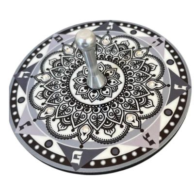 Dorit Judaica Black Gray and White Large Wooden Dreidel