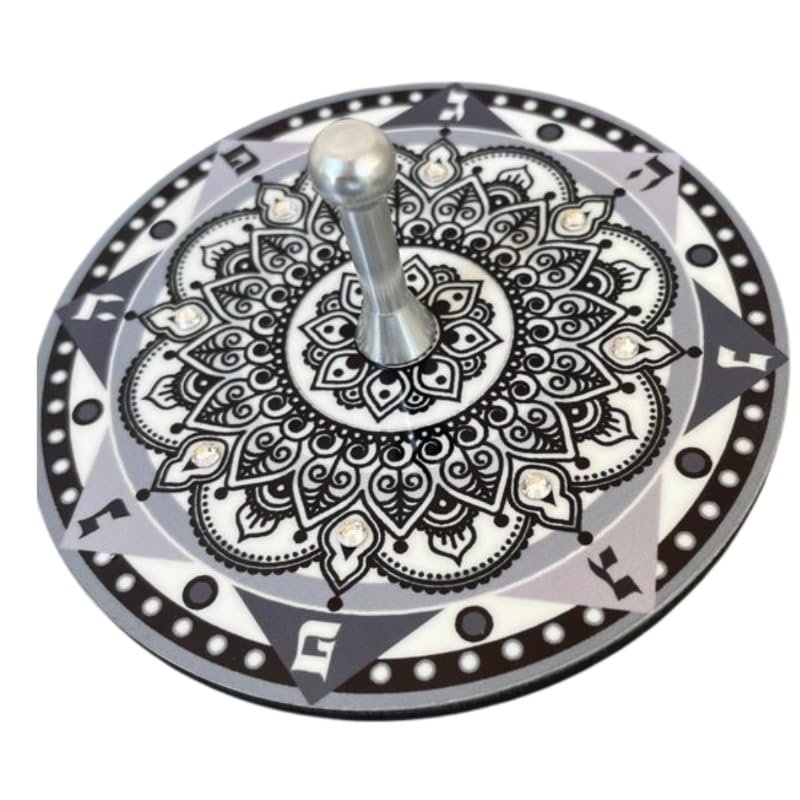 Dorit Judaica Black Gray and White Large Wooden Dreidel