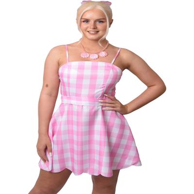 80s Pink Fashion Doll Summer Dress Girl's Costume X-Large 9-10