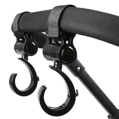 2 Pcs Walker Hook Hanging Multipurpose 360 Rotation Stroller Clip Diaper Bag Hanger for Walker Rollator Crutches Wheelchair Shopping Cart Car Back Seat Purses Bike Wheelchair Pushchair (Open)