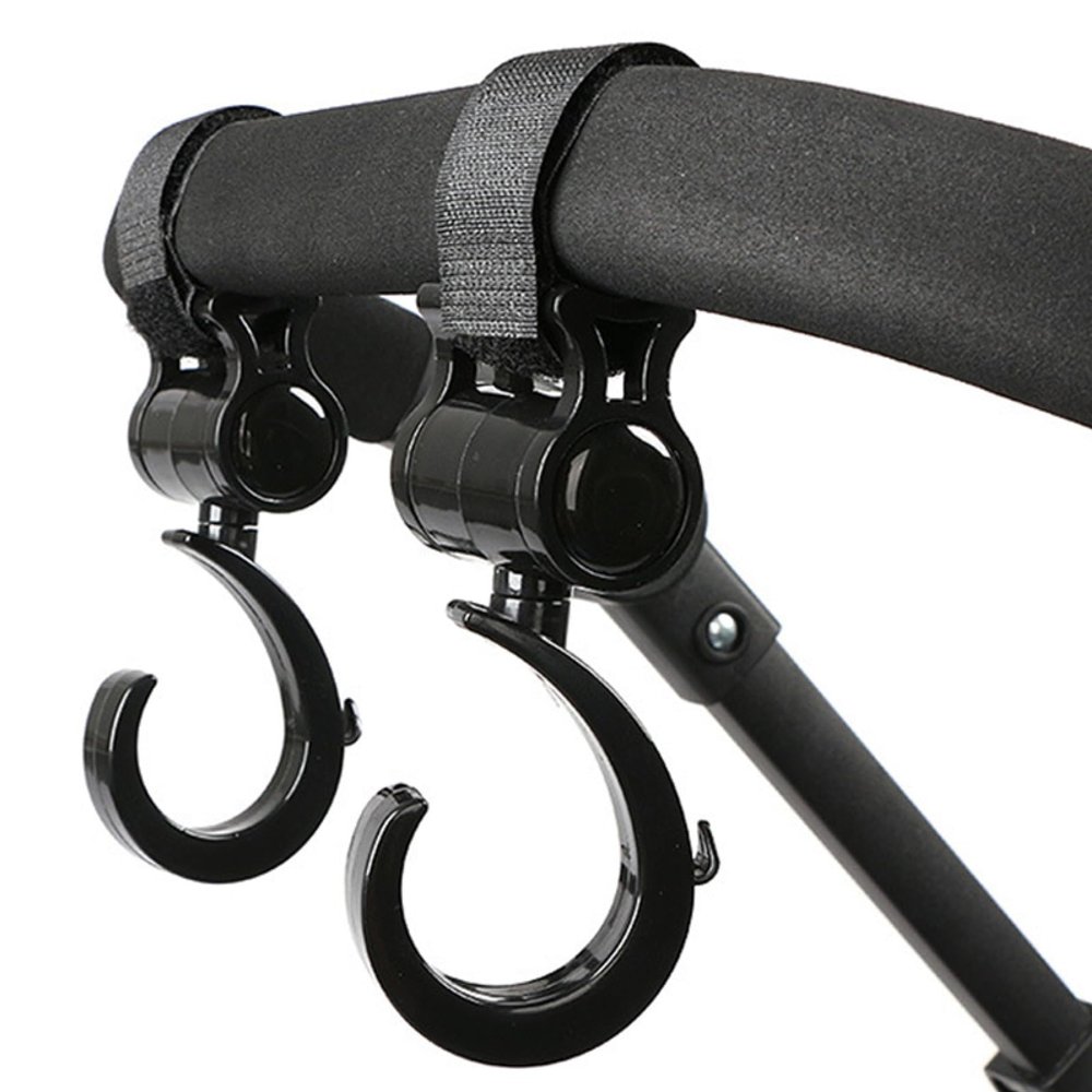 2 Pcs Walker Hook Hanging Multipurpose 360 Rotation Stroller Clip Diaper Bag Hanger for Walker Rollator Crutches Wheelchair Shopping Cart Car Back Seat Purses Bike Wheelchair Pushchair (Open)