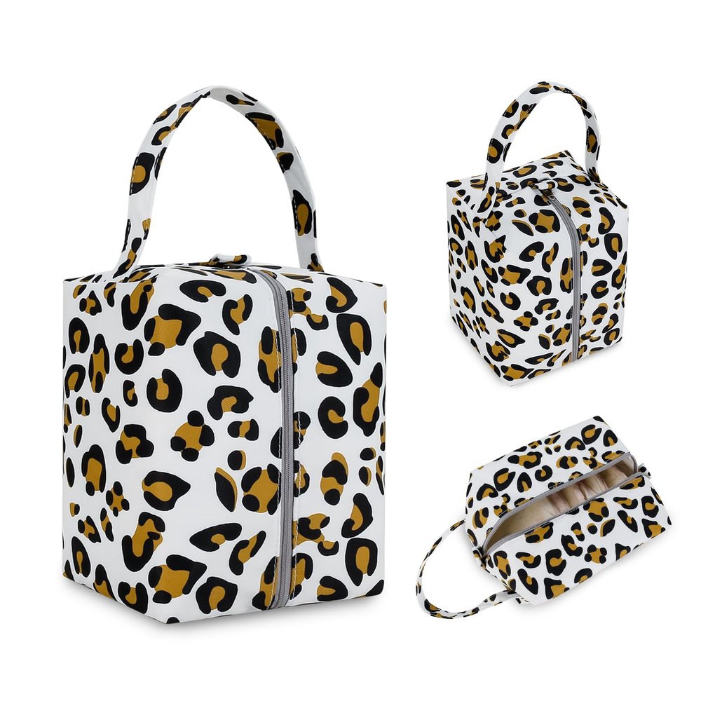 MOMIGO Wet Dry Bags for Baby Cloth Diapers - Waterproof Pod Hanging Diaper Bag Reusable, Washable for Baby Stroller, Diaper Bag, Breast Pump Parts, Travel Bag (Leopard)