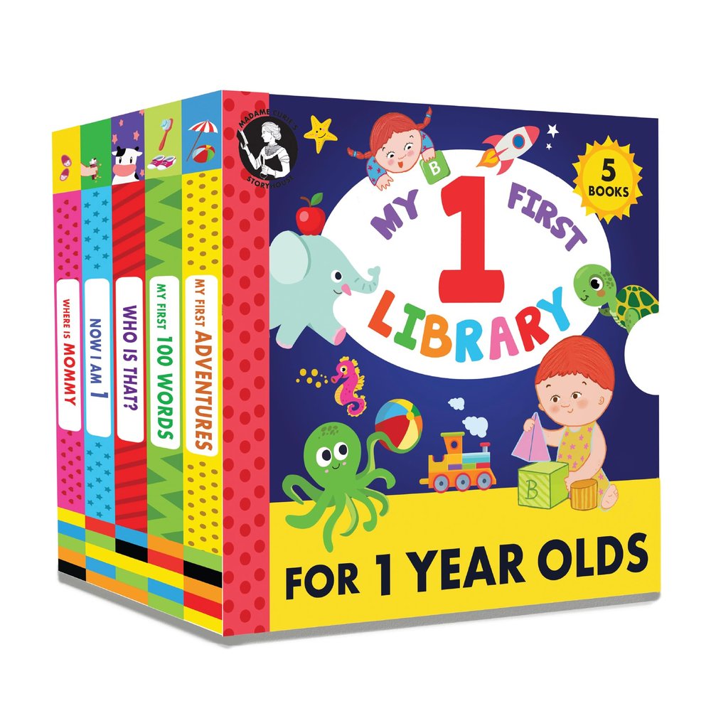 Madame Curies My 1 Year Old Library Set of 5 | Baby Toys, for Ages 12-18-24 Months | Best Toddler Board Books | Birthday Gift Ideas for Newborn Girl & Boy, Infant Toys